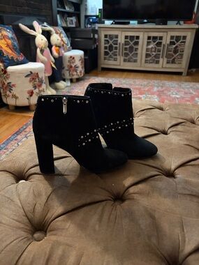 Sam Edelman Black Studded Suede Ankle Booties